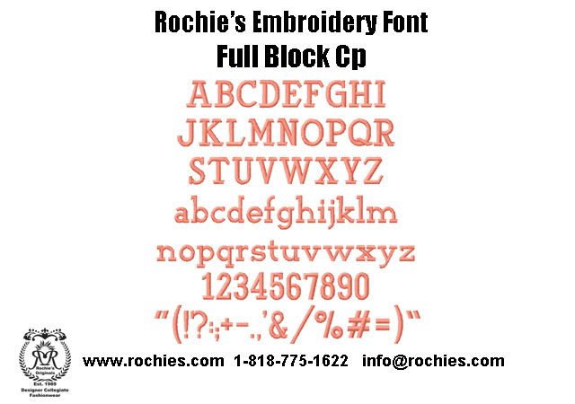 Rochies.com Embroidery Font Full Block Cp
